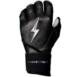 Bruce Bolt PREMIUM PRO Chrome Series Long Cuff Batting Gloves: Black -LOUISVILLE SLUGGER Store LC CHRB LEFT