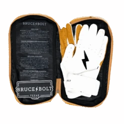 Bruce Bolt PREMIUM PRO Long Cuff Batting Gloves: White -LOUISVILLE SLUGGER Store LC WHTG BAG2
