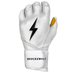 Bruce Bolt PREMIUM PRO Long Cuff Batting Gloves: White -LOUISVILLE SLUGGER Store LC WHTG LEFT