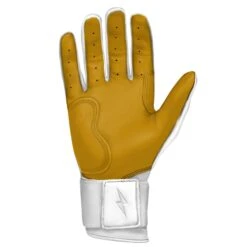 Bruce Bolt PREMIUM PRO Long Cuff Batting Gloves: White -LOUISVILLE SLUGGER Store LC WHTG PALM