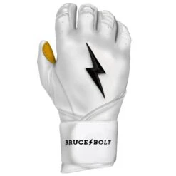 Bruce Bolt PREMIUM PRO Long Cuff Batting Gloves: White -LOUISVILLE SLUGGER Store LC WHTG RIGHT