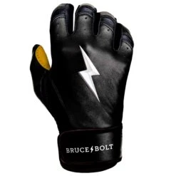 Bruce Bolt PREMIUM PRO Short Cuff Batting Gloves: Black -LOUISVILLE SLUGGER Store SC BLKG RIGHT