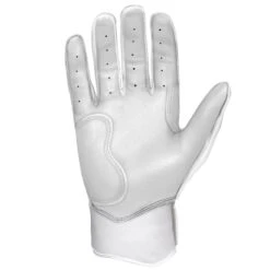 Bruce Bolt PREMIUM PRO Chrome Series Short Cuff Batting Gloves: White -LOUISVILLE SLUGGER Store SC CHRW PALM