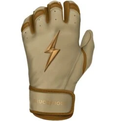 Bruce Bolt PREMIUM PRO Gold Series Batting Gloves: Short Cuff 12 Bruce Bolt PREMIUM PRO Gold Series Batting Gloves: Short Cuff -LOUISVILLE SLUGGER Store SC GLD LEFT