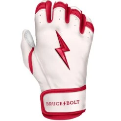 Bruce Bolt PREMIUM PRO BADER Series Short Cuff Batting Gloves: White -LOUISVILLE SLUGGER Store SC HBW RIGHT