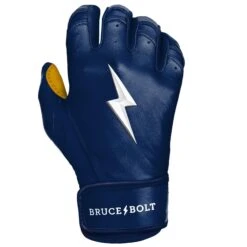 Bruce Bolt PREMIUM PRO Short Cuff Batting Gloves: Navy -LOUISVILLE SLUGGER Store SC NVYG RIGHT
