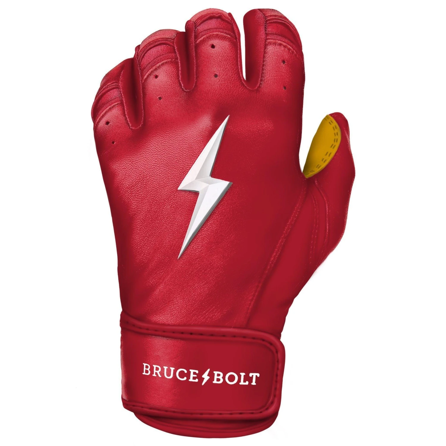 Bruce Bolt PREMIUM PRO Short Cuff Batting Gloves: Red 8 Bruce Bolt PREMIUM PRO Short Cuff Batting Gloves: Red - Image 8