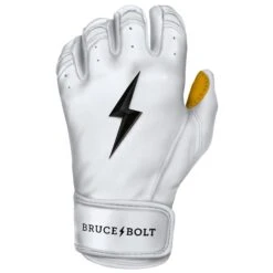 Bruce Bolt PREMIUM PRO Short Cuff Batting Gloves: White -LOUISVILLE SLUGGER Store SC WHTG LEFT