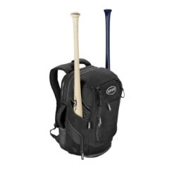 Wilson A2000 Players Backpack Bat Bag: WTA2000 -LOUISVILLE SLUGGER Store WTA20BPBL 1 Wilson A2000 Backpack Black Silver Front wBats.png.cq5dam.web .1200.1200